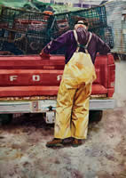 The Red Ford Truck, Monhegan by Michael E Vermette